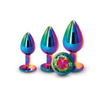 Rear Assets Trainer Kit (Multicolor) – Chrome-Plated 3 Pc Metal Plug Set With Circular Jewel > Anal Range > Butt Plug Kits