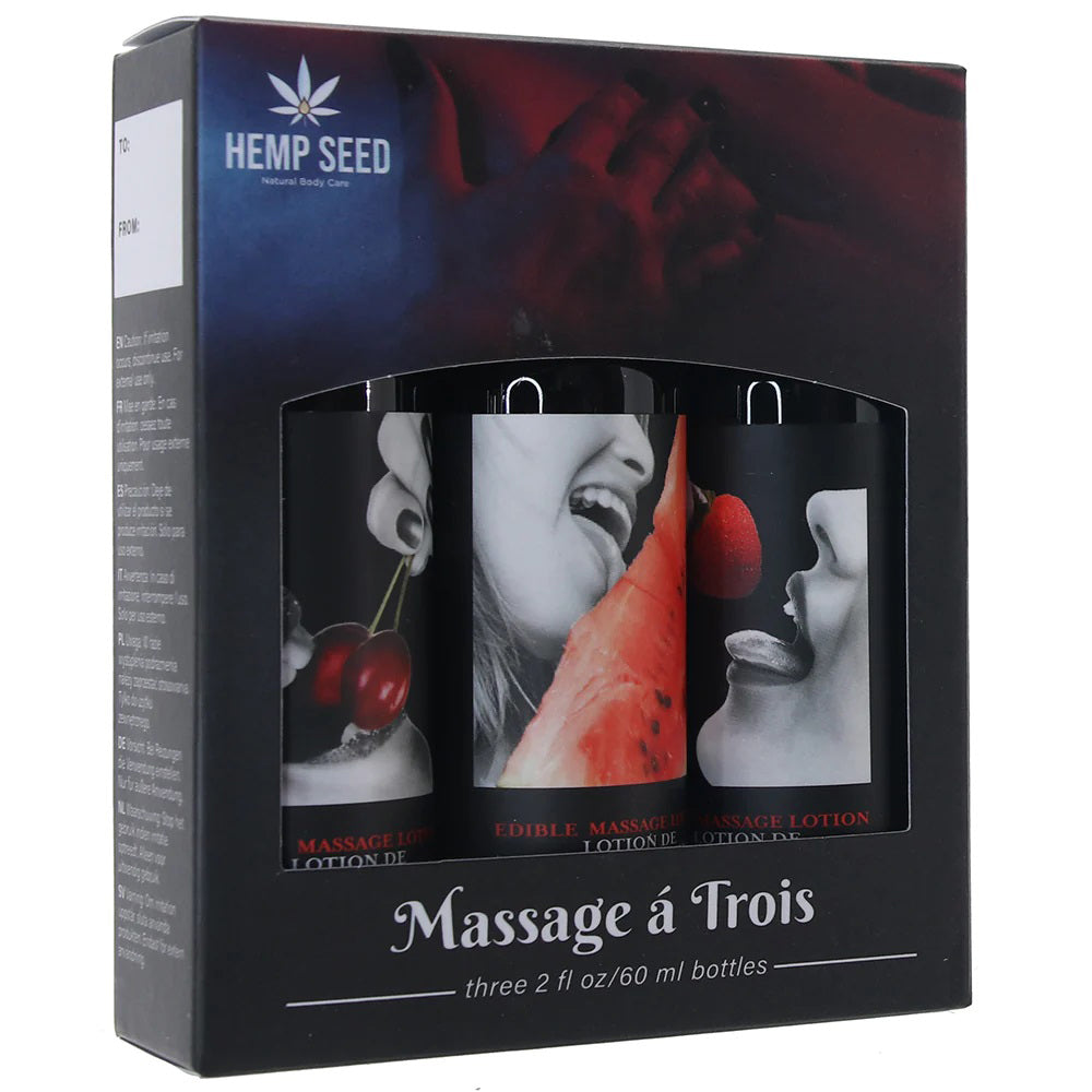 Hemp Seed Edible Massage A Trois (3 Bottle Set) – Edible Massage Lotion Kit Default Title > Essentials > Massage Gift Set