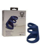 Viceroy Triple Cock Cage Liquid Silicone Ring with 10 Vibration Functions, Blue, 3.5in x 2in > Bondage Gear > Male Chastity