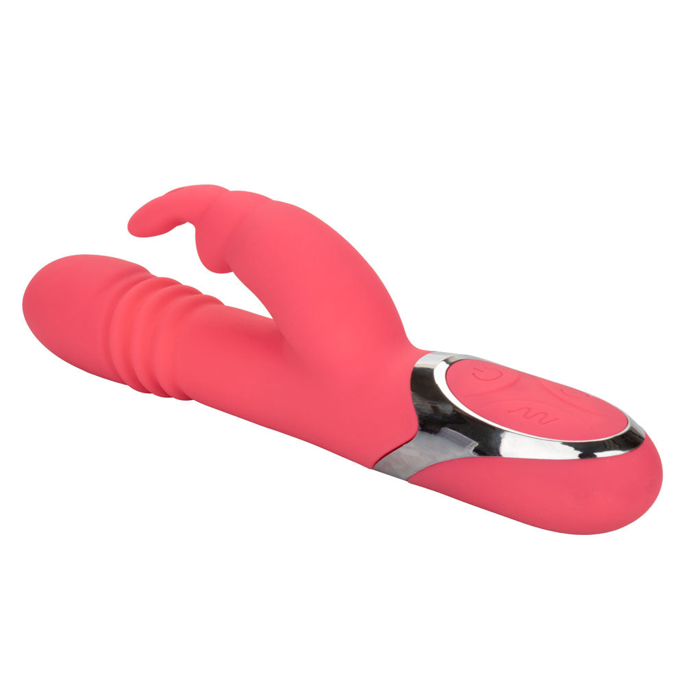 Enchanted Exciter Pink Silicone Waterproof Vibrator with 4 Shaft Rotation, 4 Thrusting Functions > Vibrators > Ladies > Rabbit