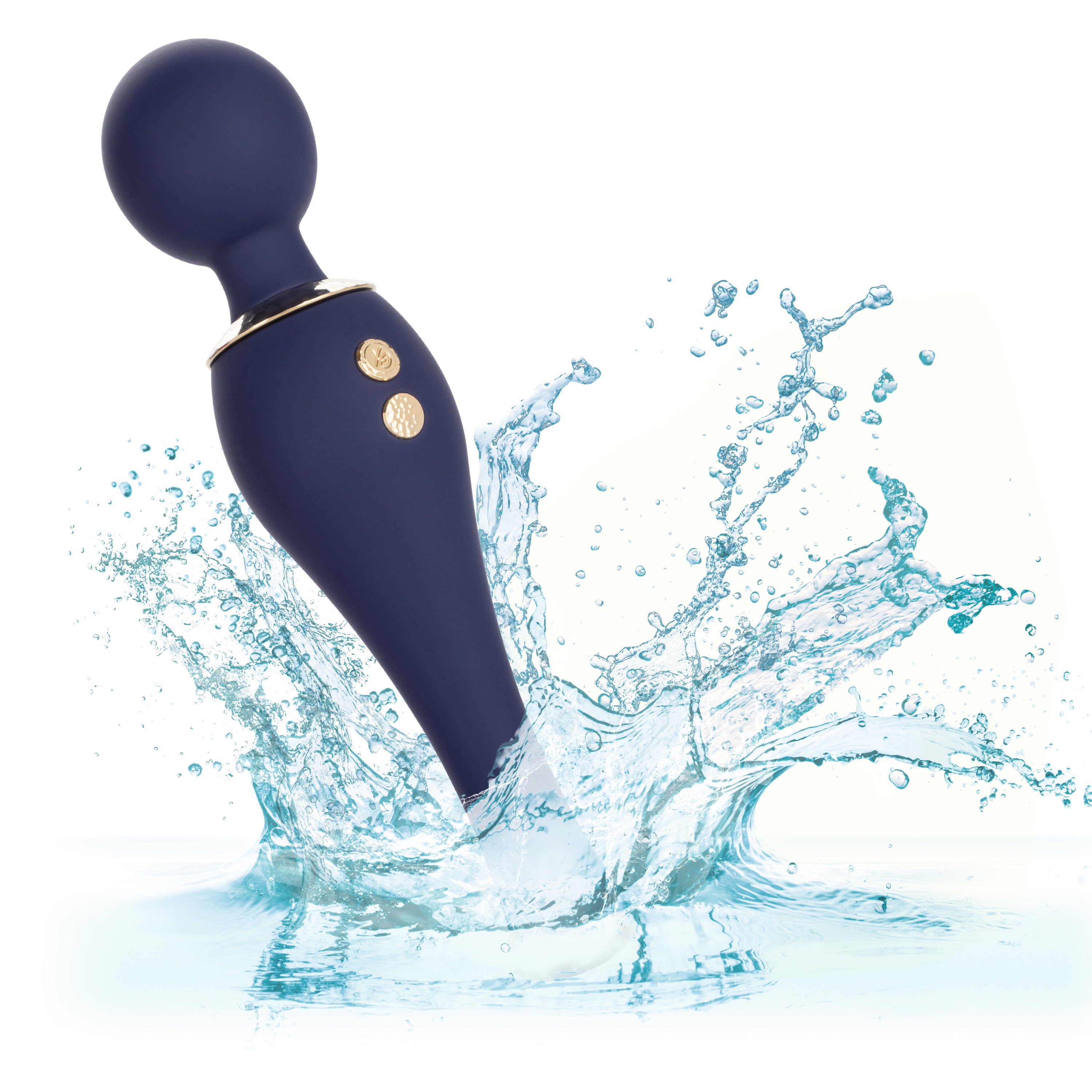 Chic Poppy Navy Blue Ultra-Plush Silicone Massager with 5 Vibration Levels and Gold Accents, Rechargeable, Waterproof Secondary image