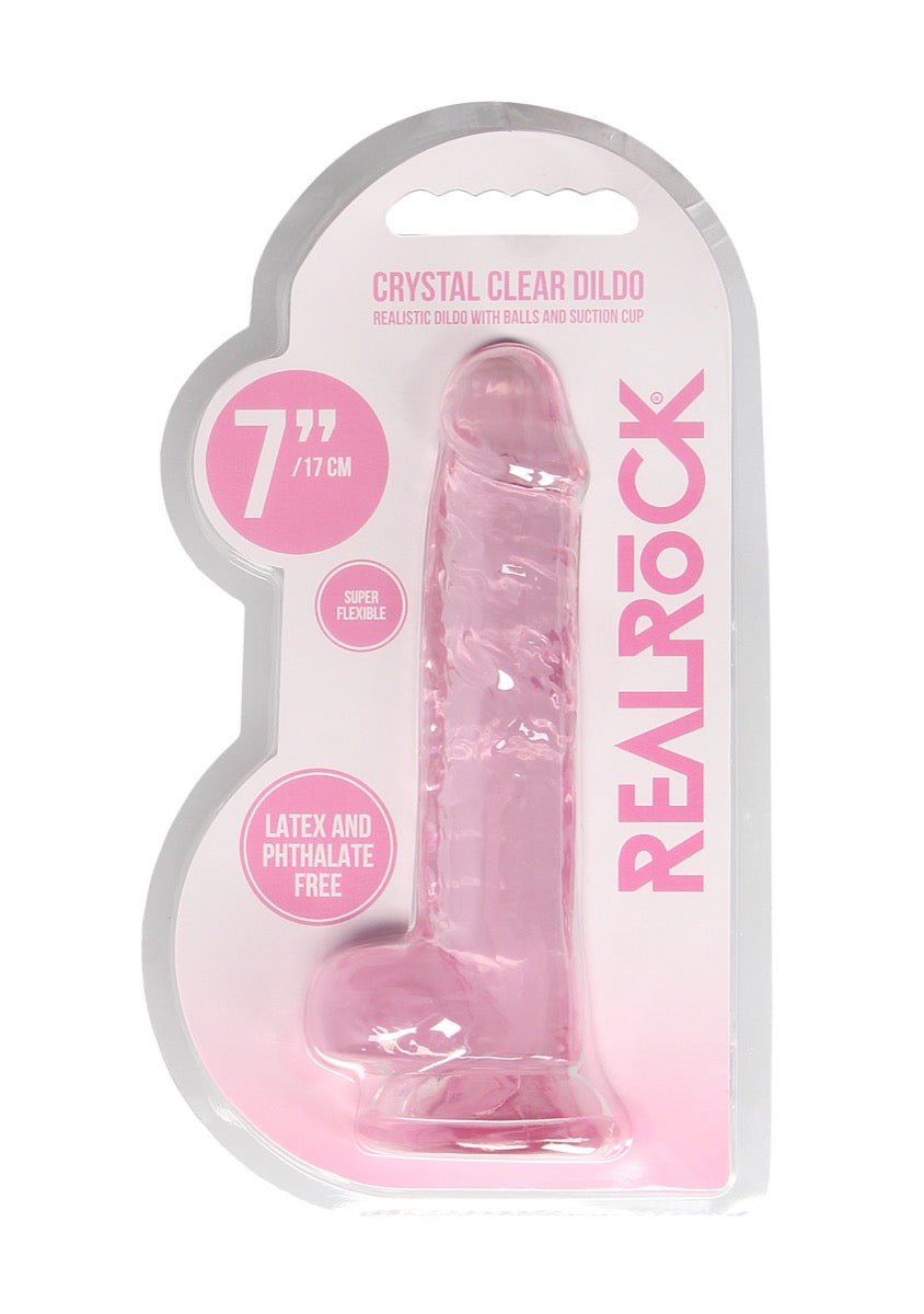RealRock Crystal Clear 7 Inch Phthalate-Free TPE Realistic Dildo with Balls > Dildos > Realistic Dildos