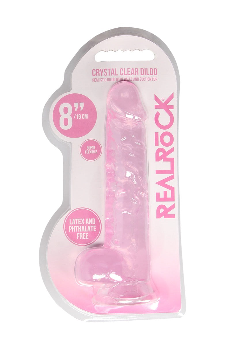 REALROCK Crystal Clear 8 Inch Realistic Dildo with Balls – Skin Safe Rubber Dildo > Dildos > Realistic Dildos