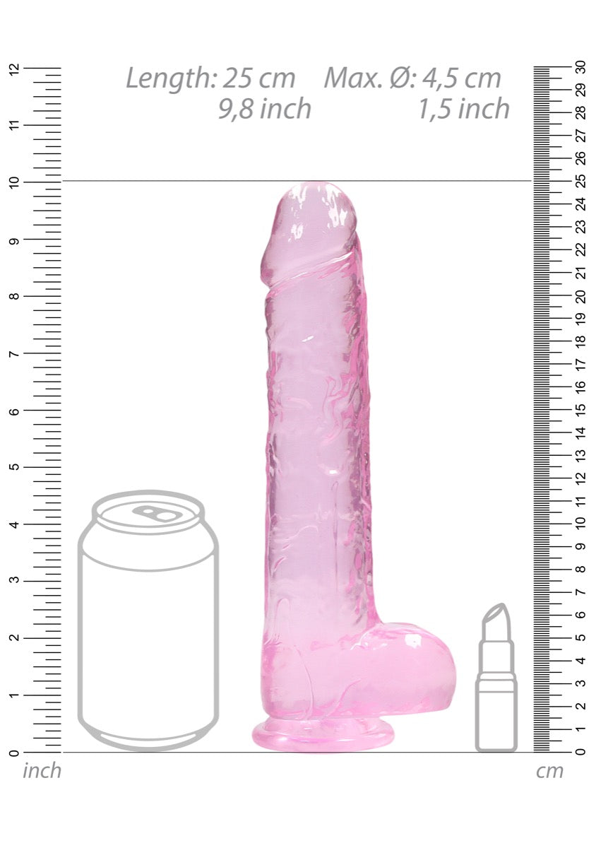 RealRock Crystal Clear 9 Inch Realistic Dildo Phthalate-Free TPE with Balls > Dildos > Realistic Dildos