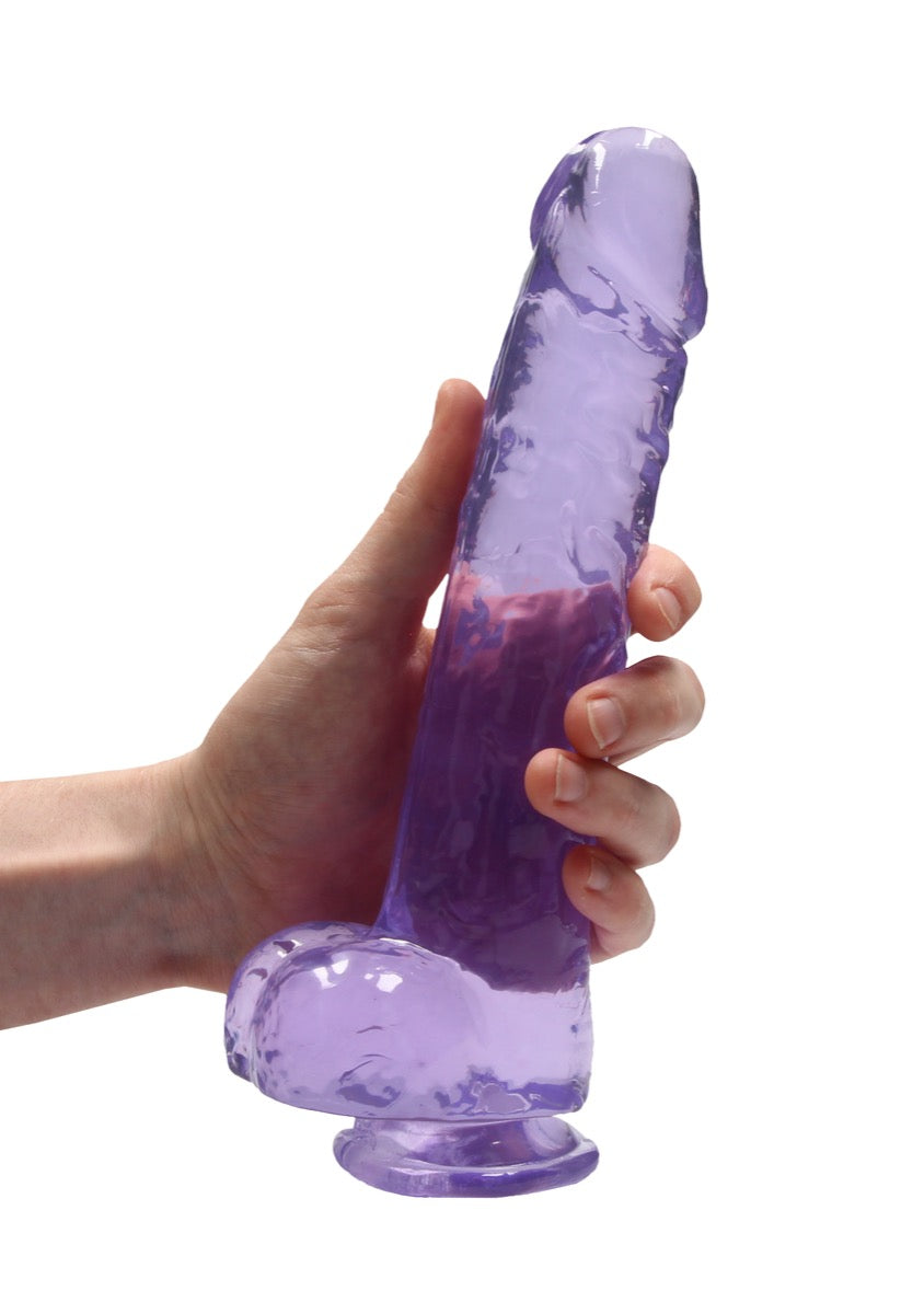 RealRock Crystal Clear 9 Inch Realistic Dildo with Balls Suction Cup – Body Safe TPE Dildo > Dildos > Realistic Dildos