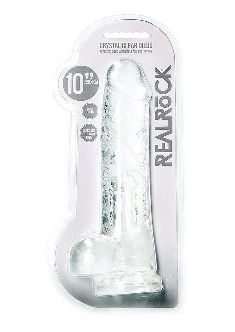 REALROCK Crystal Clear Realistic Dildo with Balls 10 Inch Dong > Dildos > Large Dildos