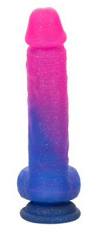 Naughty Bits Ombré Hombre XL Vibrating Dildo in Pink and Blue with Glitter Finish > Vibrators > Realistic Vibrators