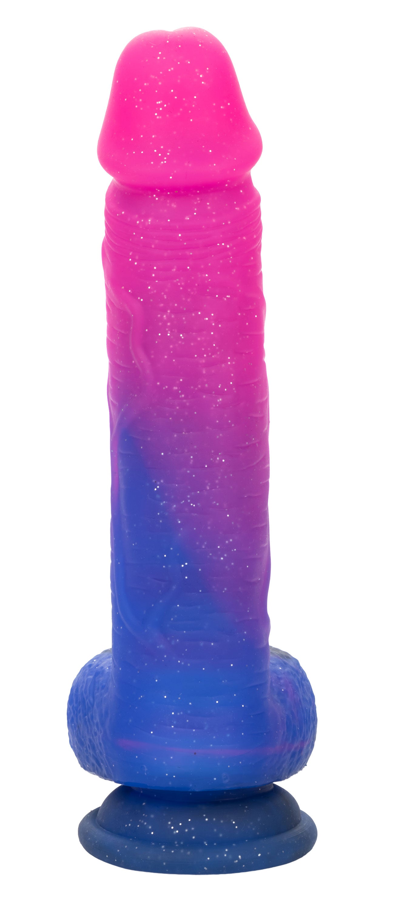 Naughty Bits Ombré Hombre XL Vibrating Dildo in Pink and Blue with Glitter Finish > Vibrators > Realistic Vibrators