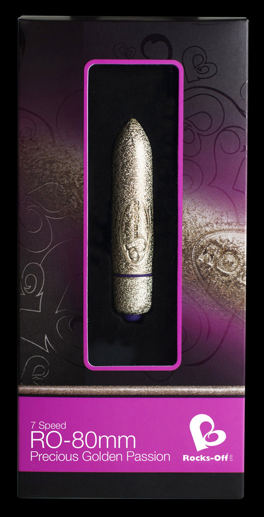 Rocks Off Adult Toys Gold RO-80mm 7 Speed Precious Rose Gold Vibrating Bullet 811041012613