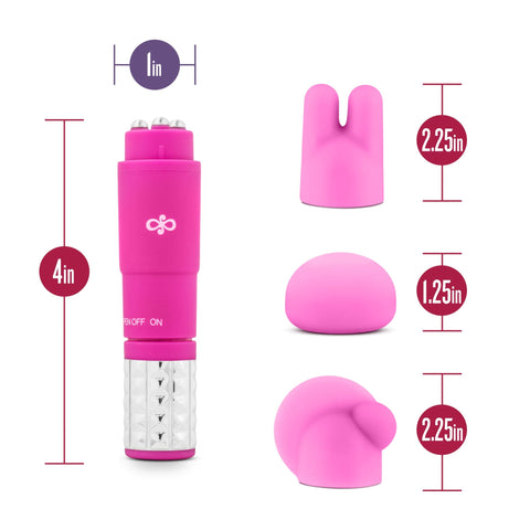 Rose Revitalize Massage Kit Pink with 3 Silicone Attachments Finger Stimulator