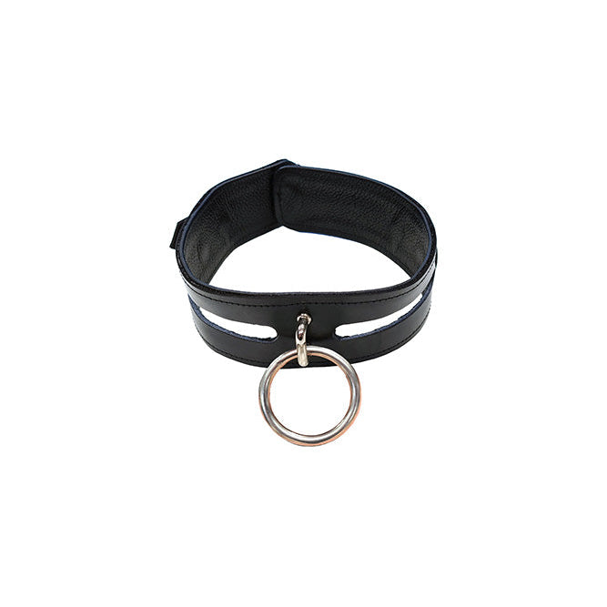 ROUGE Leather Fashion Collar Black With 40cm Ring > Bondage Gear > Collars & Leashes