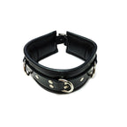 Rouge Leather Padded Wrist Cuffs with Detachable Trigger Hook Chain - Leather Wrist Cuffs > Bondage Gear > Restraints