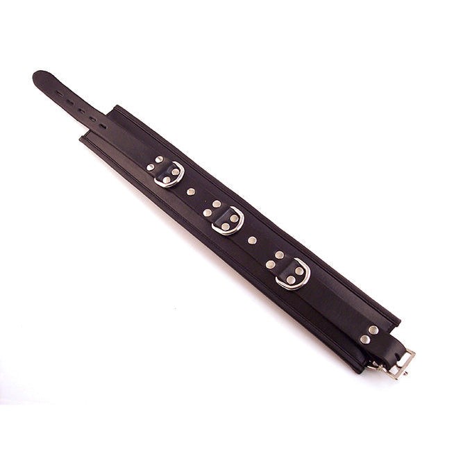 Rouge Leather Padded Wrist Cuffs with Detachable Trigger Hook Chain - Leather Wrist Cuffs > Bondage Gear > Restraints