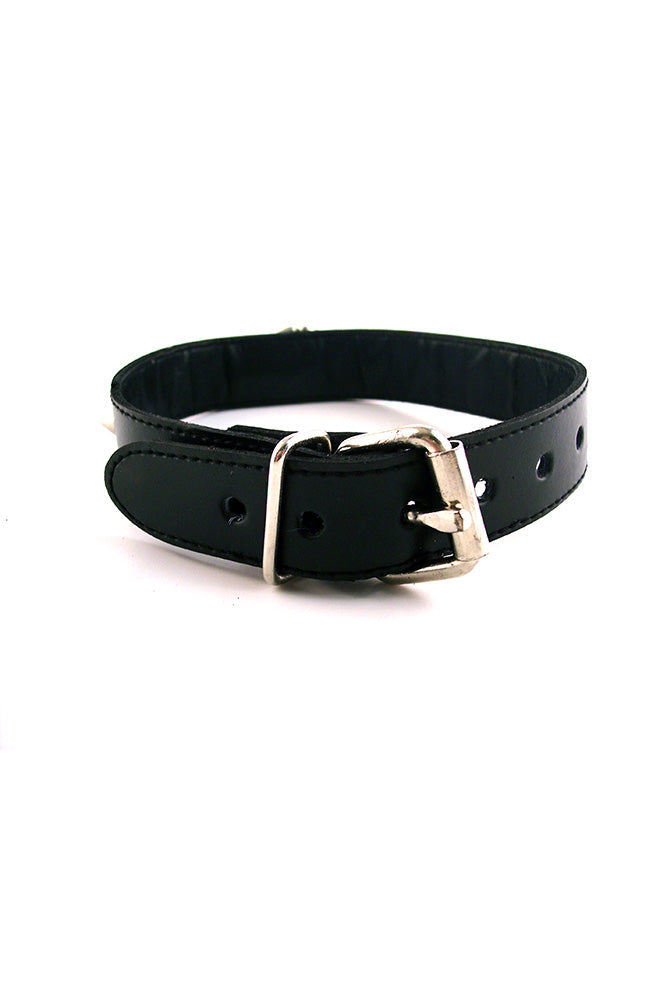 Rouge Leather O-Ring Studded Collar Black Medium Secondary image