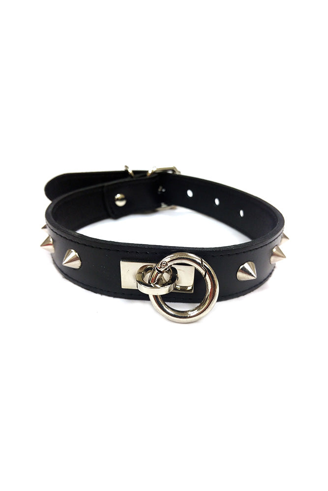 Rouge Garments - Studded Leather Collar with O-Ring - Assorted Colours - Stag Shop Main image