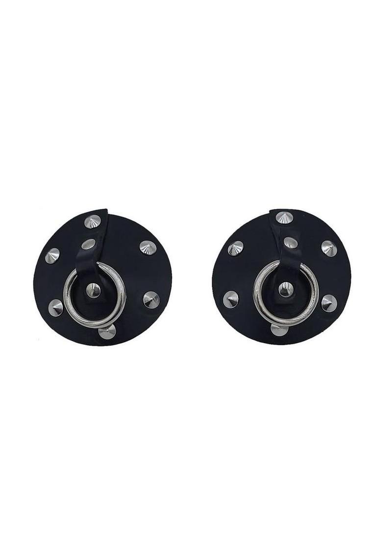 Rouge Leather Studded Nipple Covers – Real Leather Nipple Cover > Clothes > Pasties