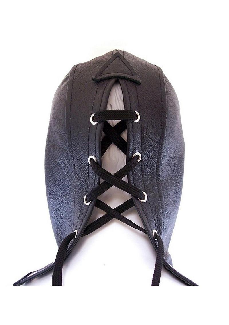 Rouge Leather Zip Mask Black BDSM Full Hood Stiff Leather One Size Fits Most Secondary image