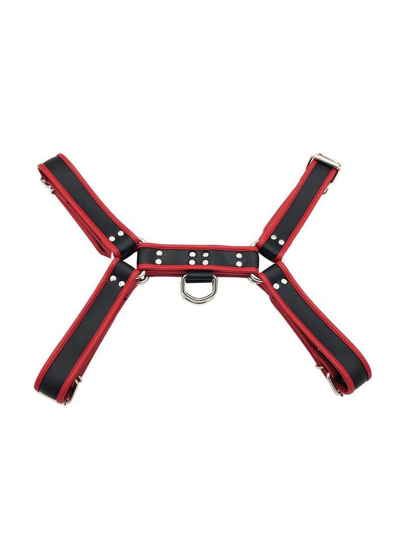 Rouge Front Harness Black with Red Piping PVC One Size Medium Secondary image