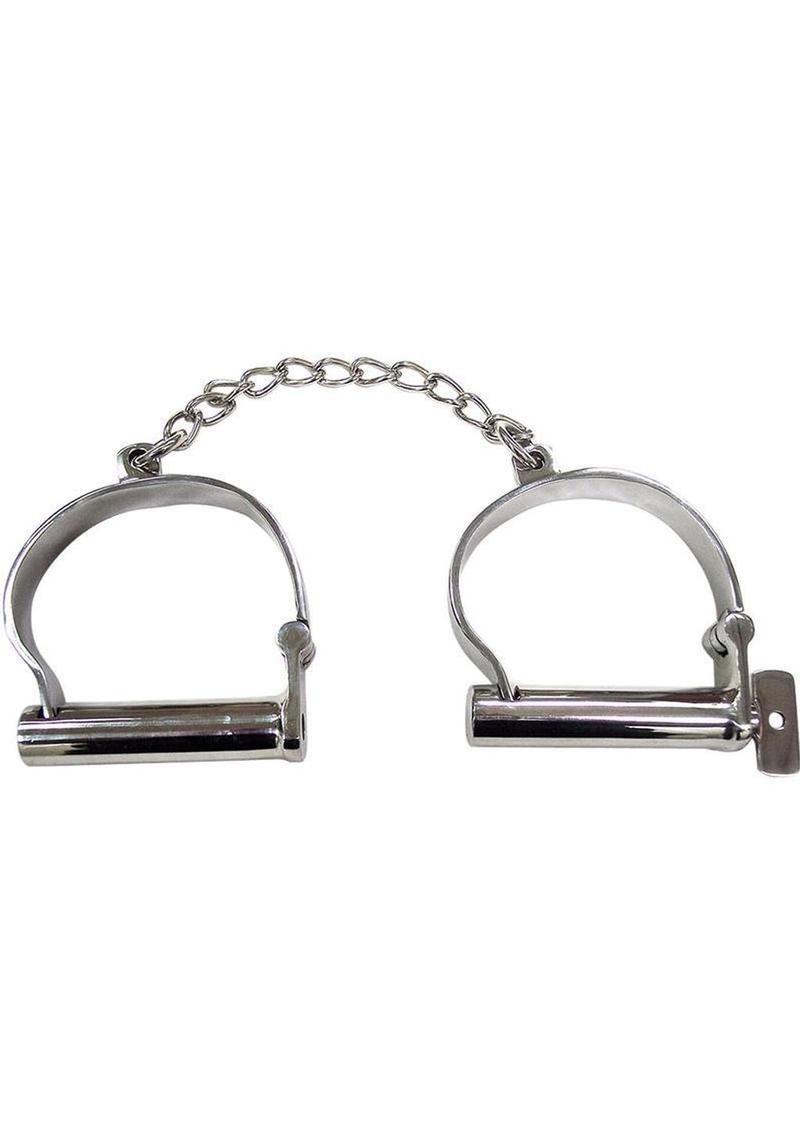 Rouge Stainless Steel Ankle Shackles with Chain 11.5 Inches - Bondage Restraints > Bondage Gear > Restraints