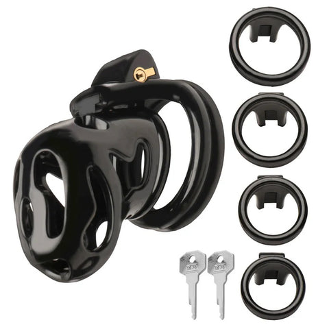Hard Stop Double Ring Chastity Cage Black Cages