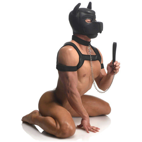 Master Series Full Pup Arsenal Set Black Neoprene Puppy Hood Chest Harness Collar Leash and Arm Bands > Sex Toys > Animal Play
