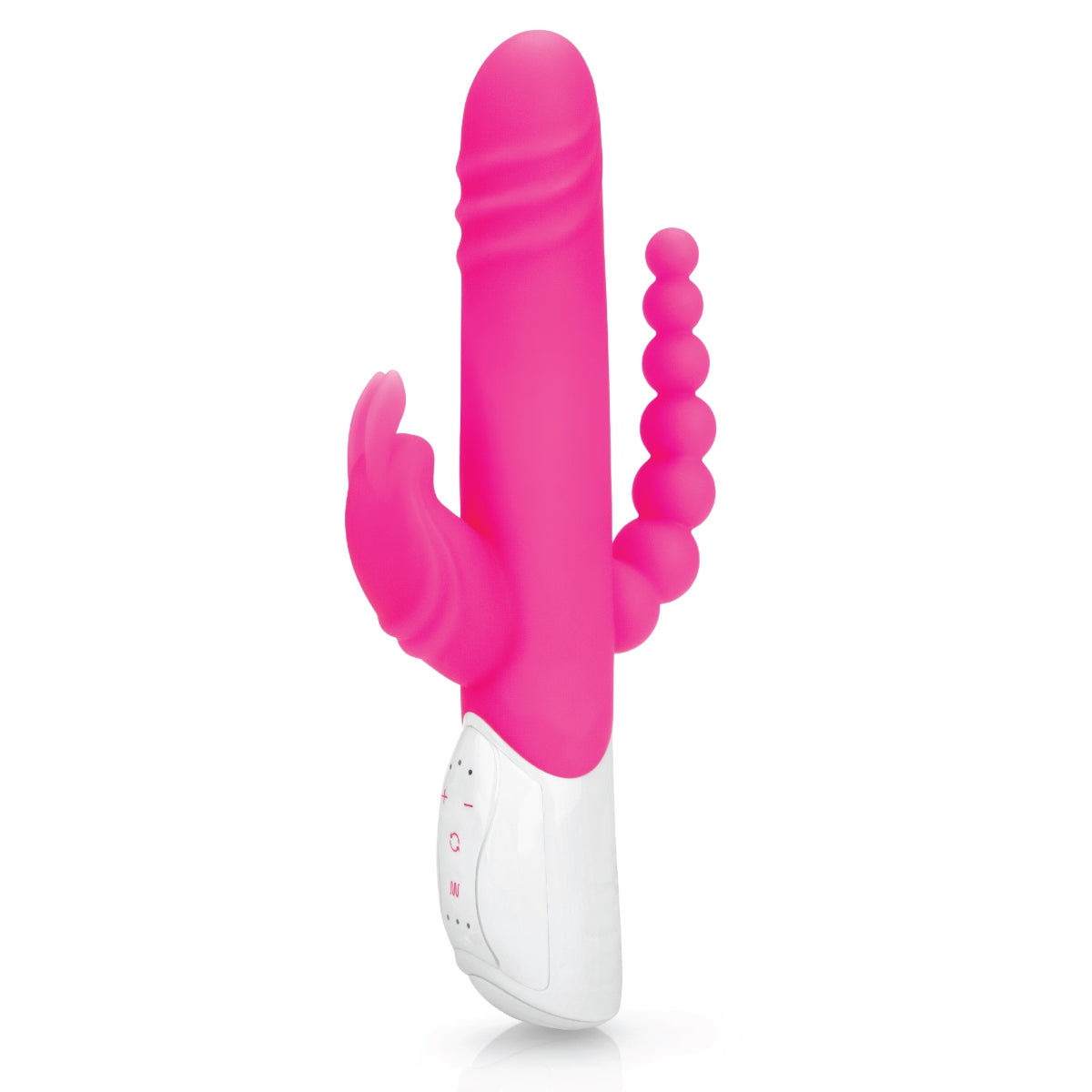Rabbit Essentials Rechargeable Double Penetration Rabbit Vibrator Hot Pink Main image