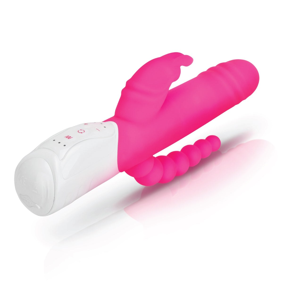 Rabbit Essentials Double Penetration Rabbit Vibrator Hot Pink Silicone Rechargeable > Vibrators > Ladies > Rabbit Multi