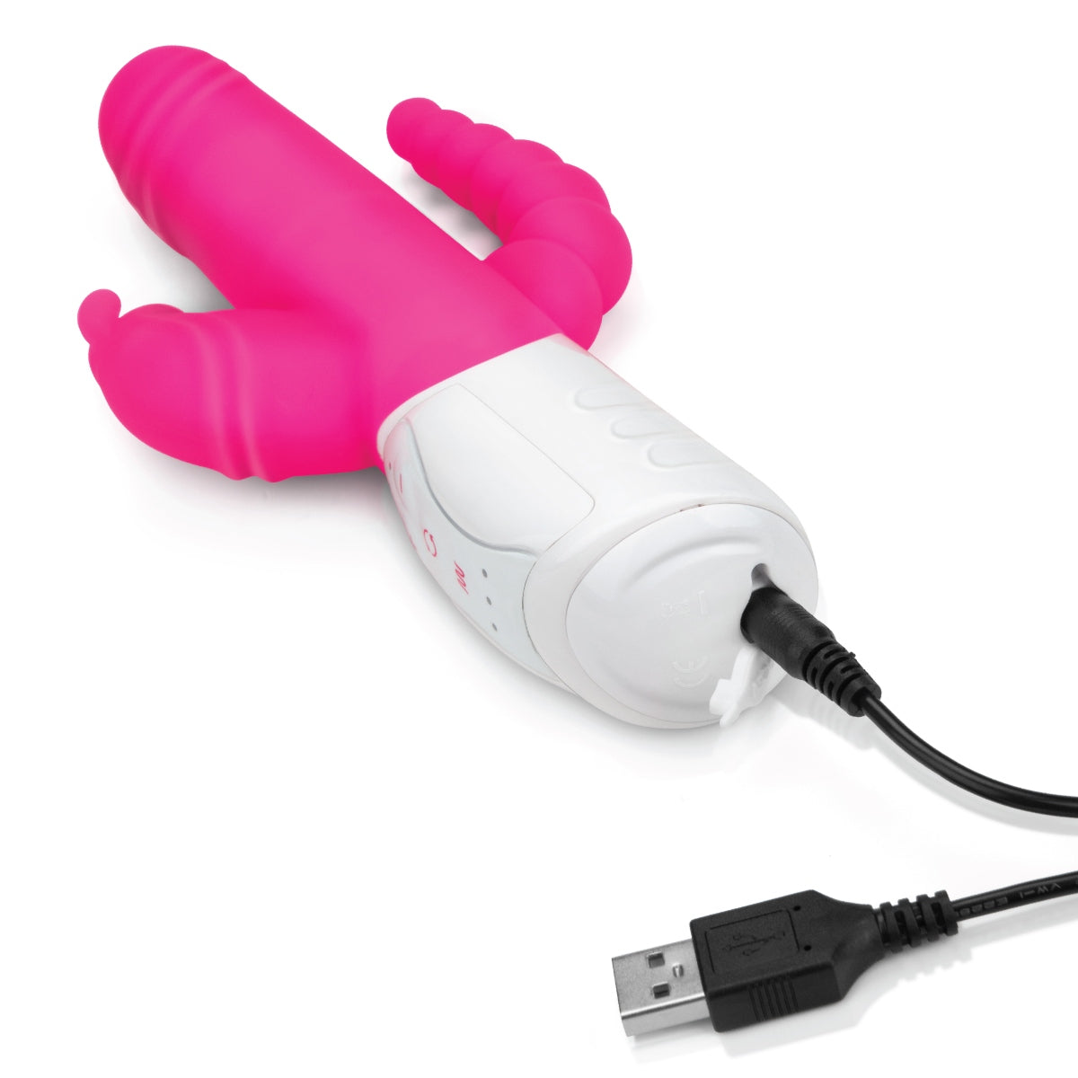 Rabbit Essentials Double Penetration Rabbit Vibrator Hot Pink Silicone Rechargeable > Vibrators > Ladies > Rabbit Multi