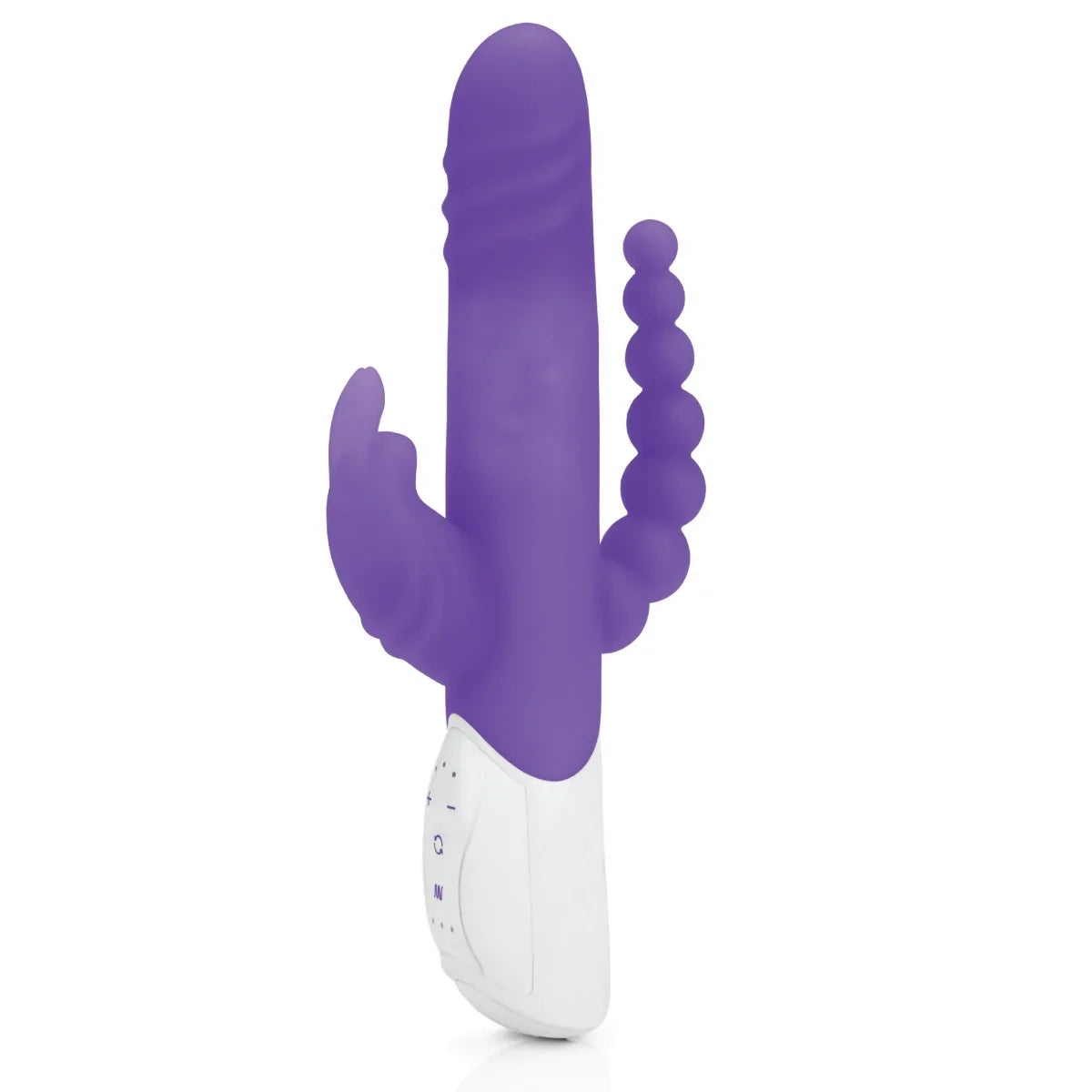 Rabbit Essentials Rechargeable Double Penetration Rabbit Vibrator Hot Purple Main image