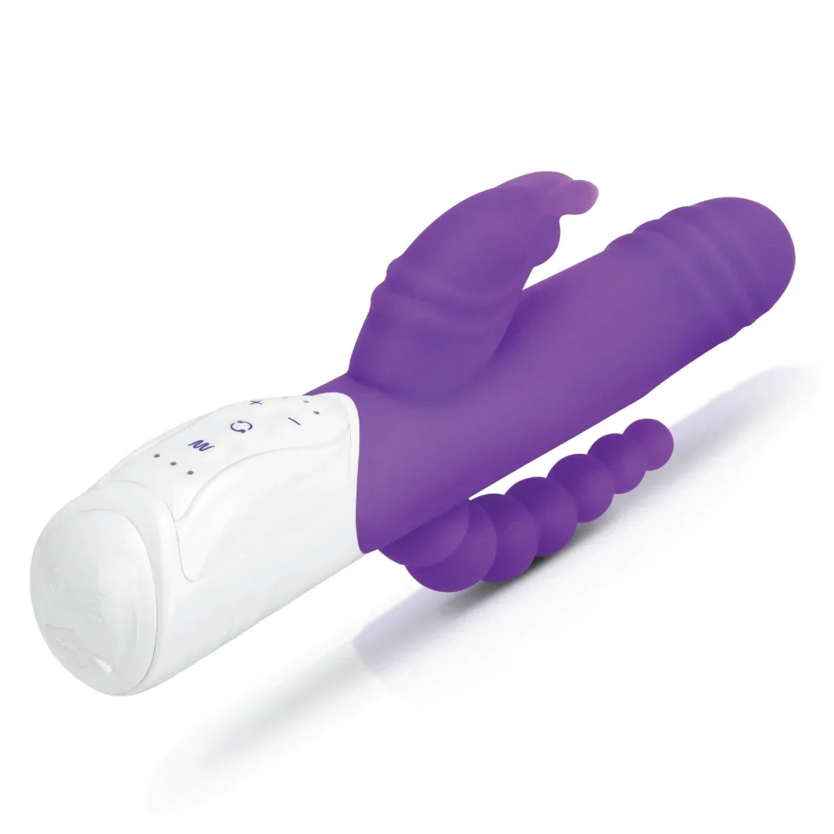 Rabbit Essentials Double Penetration Rabbit Vibrator with Rotating Beads – Rechargeable Silicone > Vibrators > Ladies > Rabbit Multi