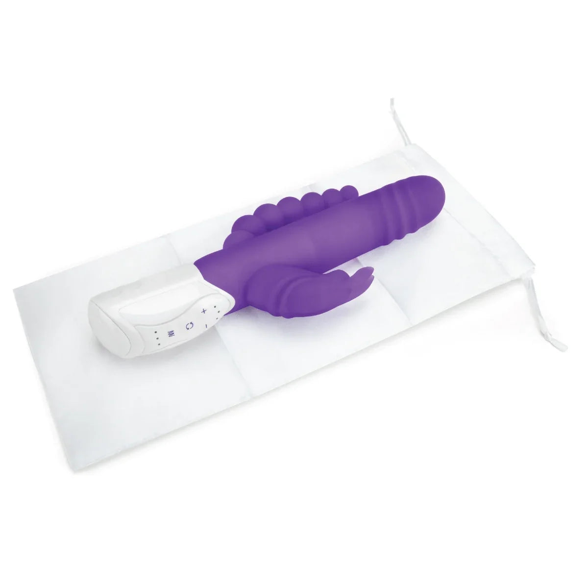 Rabbit Essentials Rechargeable Double Penetration Rabbit Vibrator Hot Purple