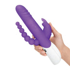 Rabbit Essentials Double Penetration Rabbit Vibrator with Rotating Beads – Rechargeable Silicone > Vibrators > Ladies > Rabbit Multi