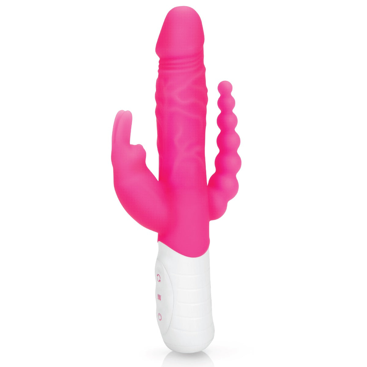 Rabbit Essentials Rechargeable Slim Double Penetration Rabbit Vibrator Hot Pink Main image