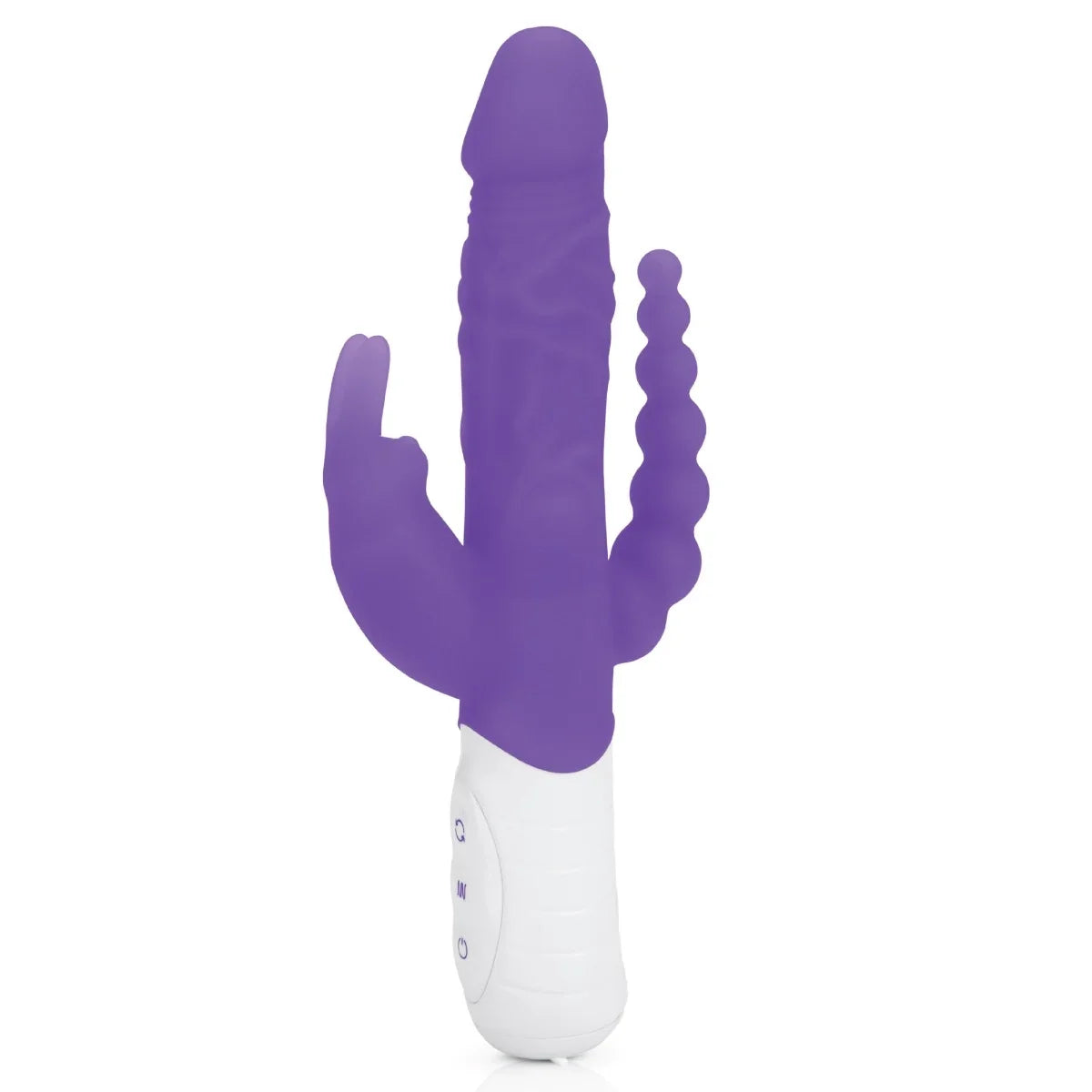 Rabbit Essentials Rechargeable Slim Double Penetration Rabbit Vibrator Hot Purple Main image