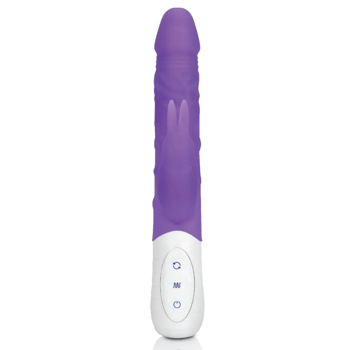 Rabbit Essentials Slim Double Penetration Rabbit Vibrator in Purple with Body-Safe Silicone Secondary image