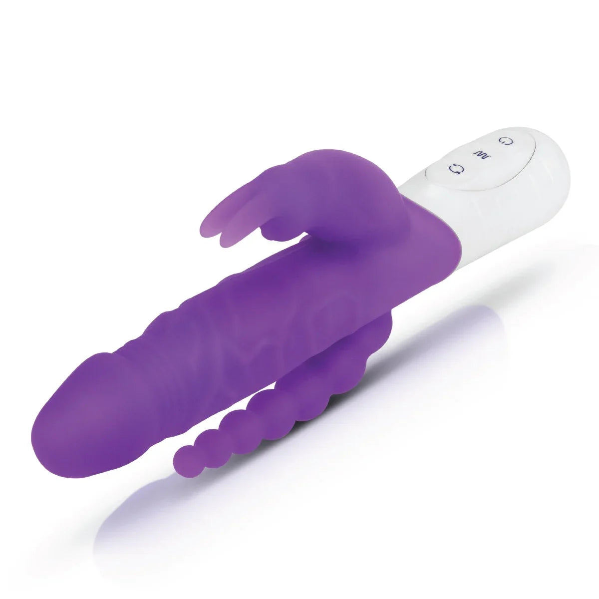 Rabbit Essentials Slim Double Penetration Rabbit Vibrator in Purple with Body-Safe Silicone > Vibrators > Ladies > Rabbit Multi