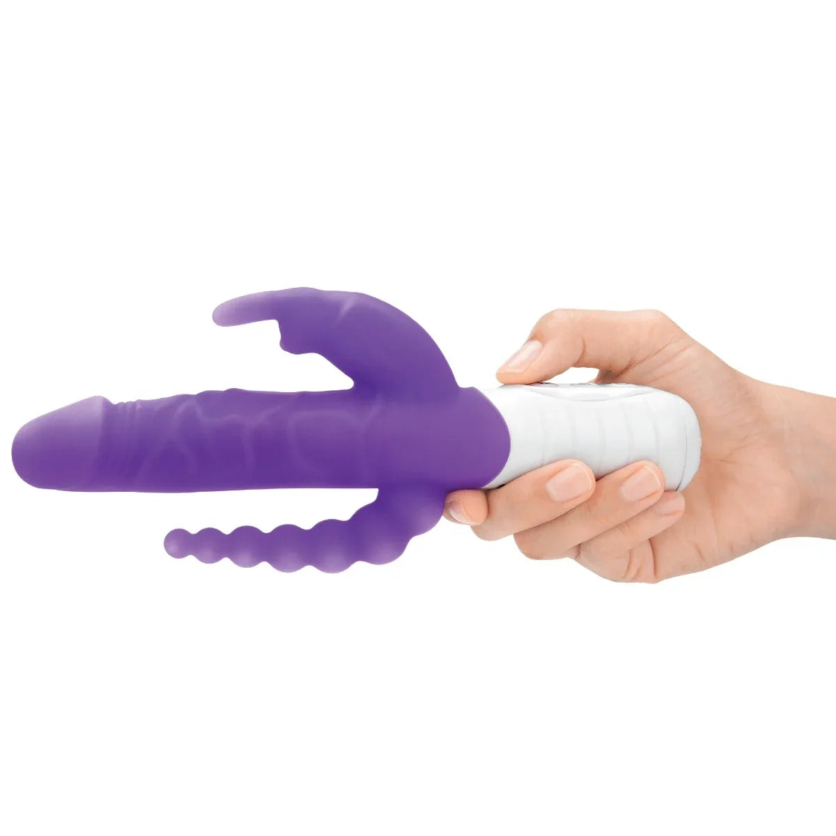 Rabbit Essentials Slim Double Penetration Rabbit Vibrator in Purple with Body-Safe Silicone > Vibrators > Ladies > Rabbit Multi