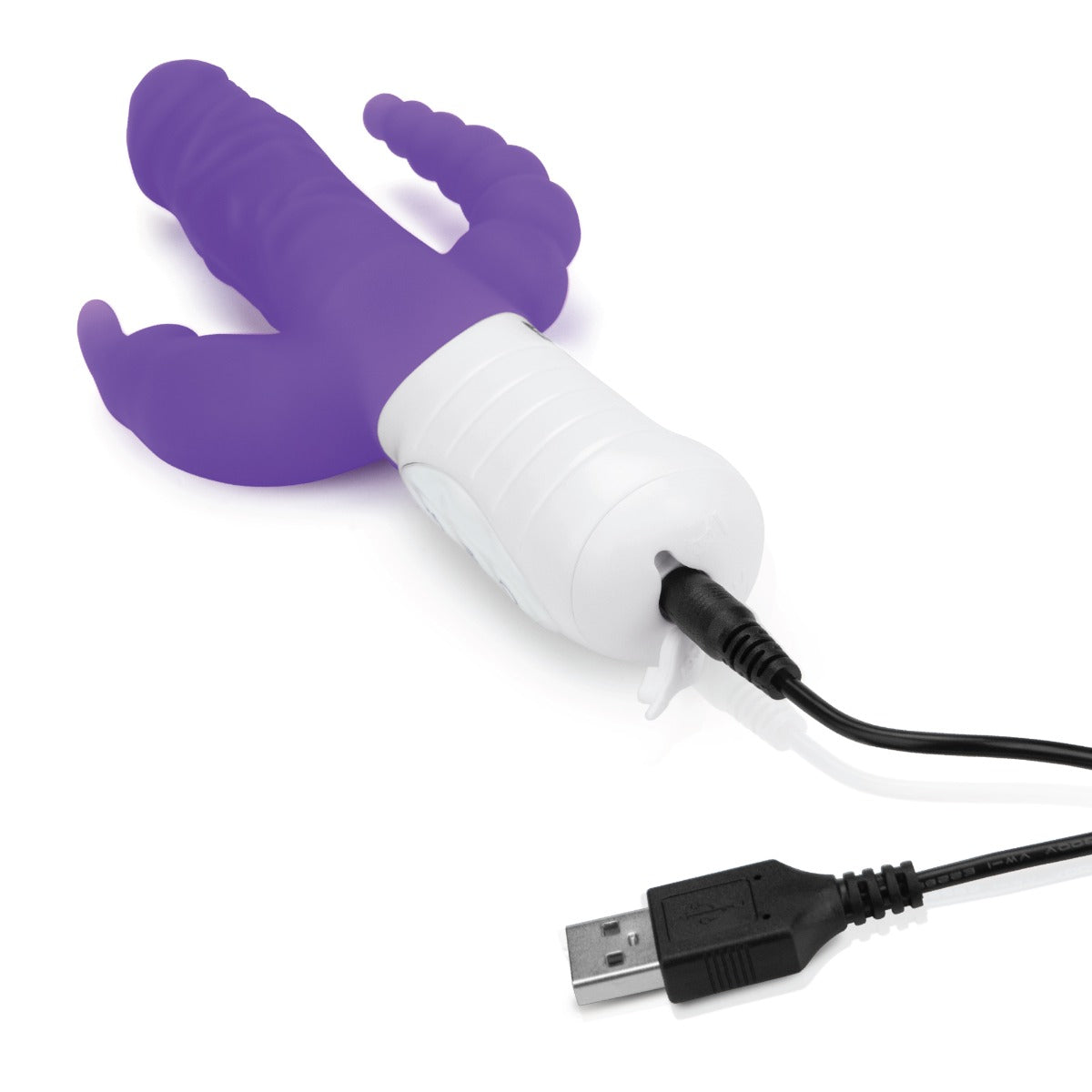 Rabbit Essentials Slim Double Penetration Rabbit Vibrator - Purple