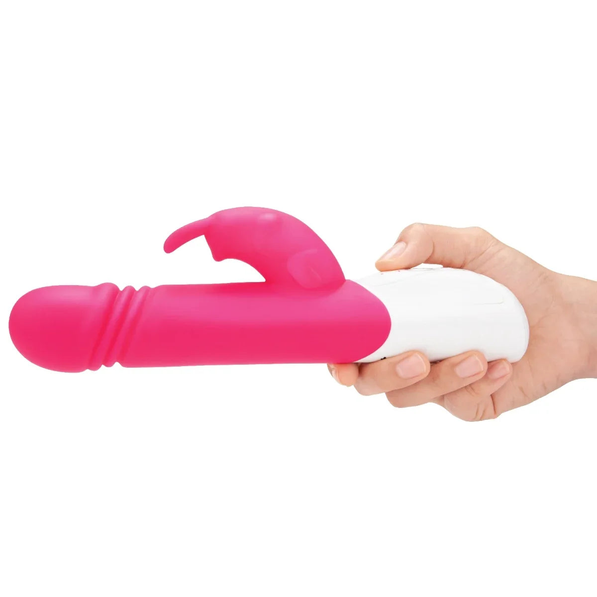 Rabbit Essentials Thrusting Rabbit Vibrator in Hot Pink with Enlarged G-Spot Tip and Charging > Vibrators > Ladies > Rabbit Multi