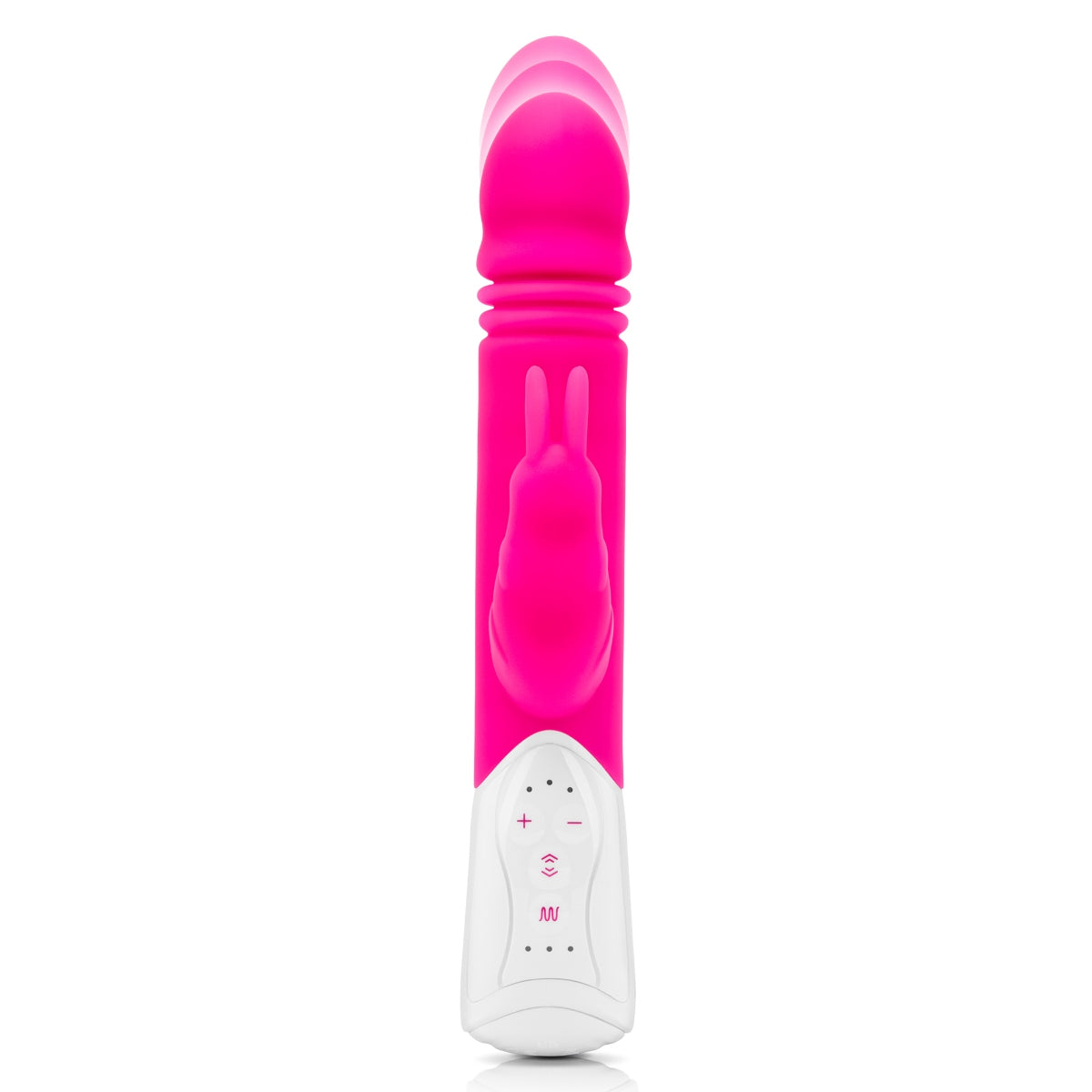 Rabbit Essentials G-Spot Thrusting Rabbit Vibrator Hot Pink with Ultra-Soft Silicone and Throbbing Shaft Secondary image