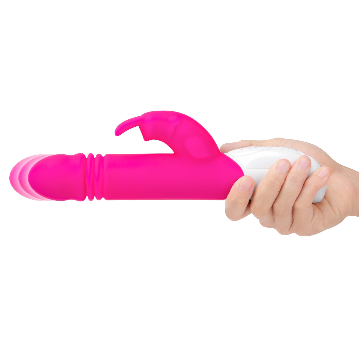 Rabbit Essentials G-Spot Thrusting Rabbit Vibrator Hot Pink with Ultra-Soft Silicone and Throbbing Shaft > Vibrators > Ladies > Rabbit Multi