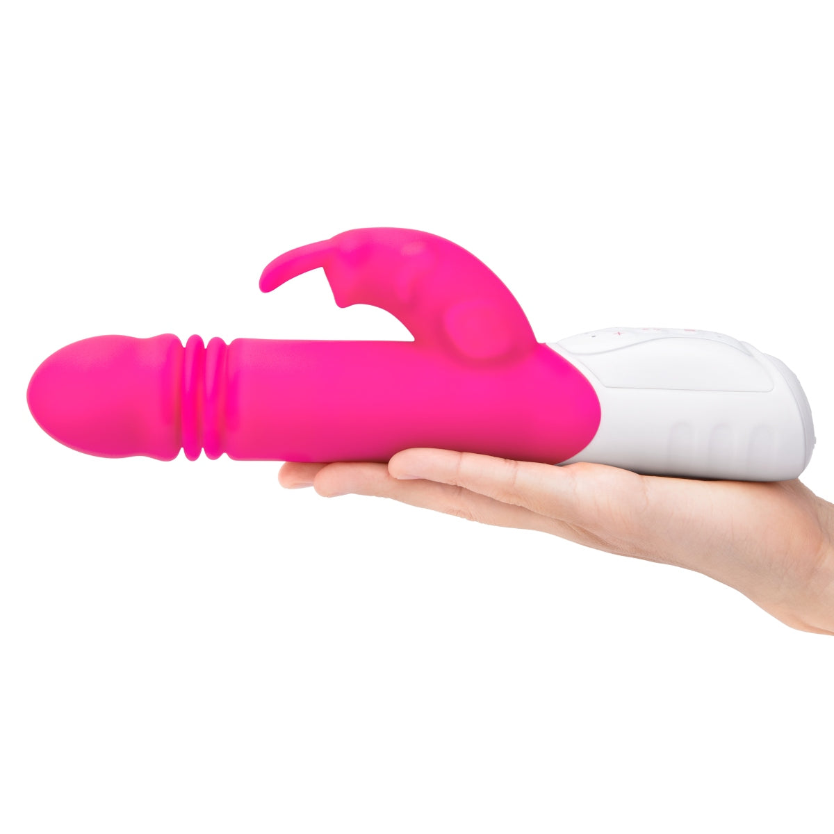 Rabbit Essentials G-Spot Thrusting Rabbit Vibrator Hot Pink with Ultra-Soft Silicone and Throbbing Shaft > Vibrators > Ladies > Rabbit Multi