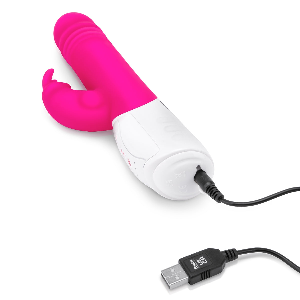 Rabbit Essentials G-Spot Thrusting Rabbit Vibrator Hot Pink with Ultra-Soft Silicone and Throbbing Shaft > Vibrators > Ladies > Rabbit Multi