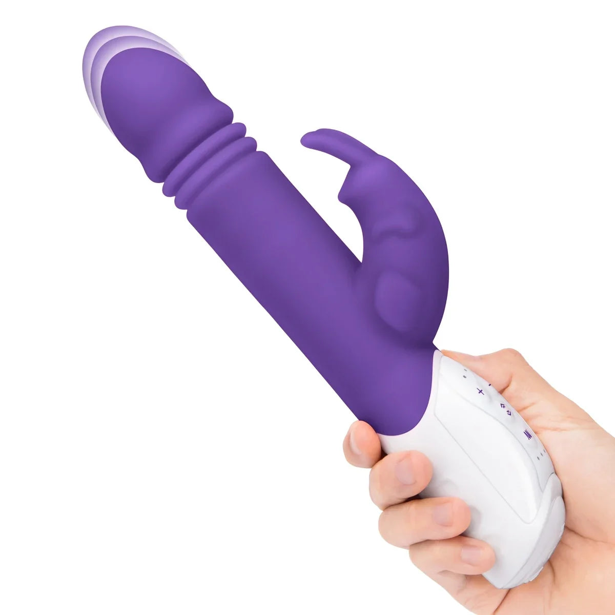Rabbit Essentials G-Spot Thrusting Rabbit Vibrator in Purple with Charging and Satin Storage Bag > Vibrators > Ladies > Rabbit Multi