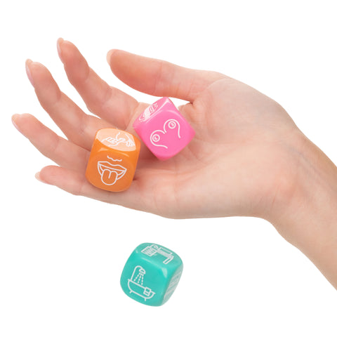 Naughty Bits Roll With It Icon Based Sex Dice Game Set with 3 Colorful Acrylic Dice Games
