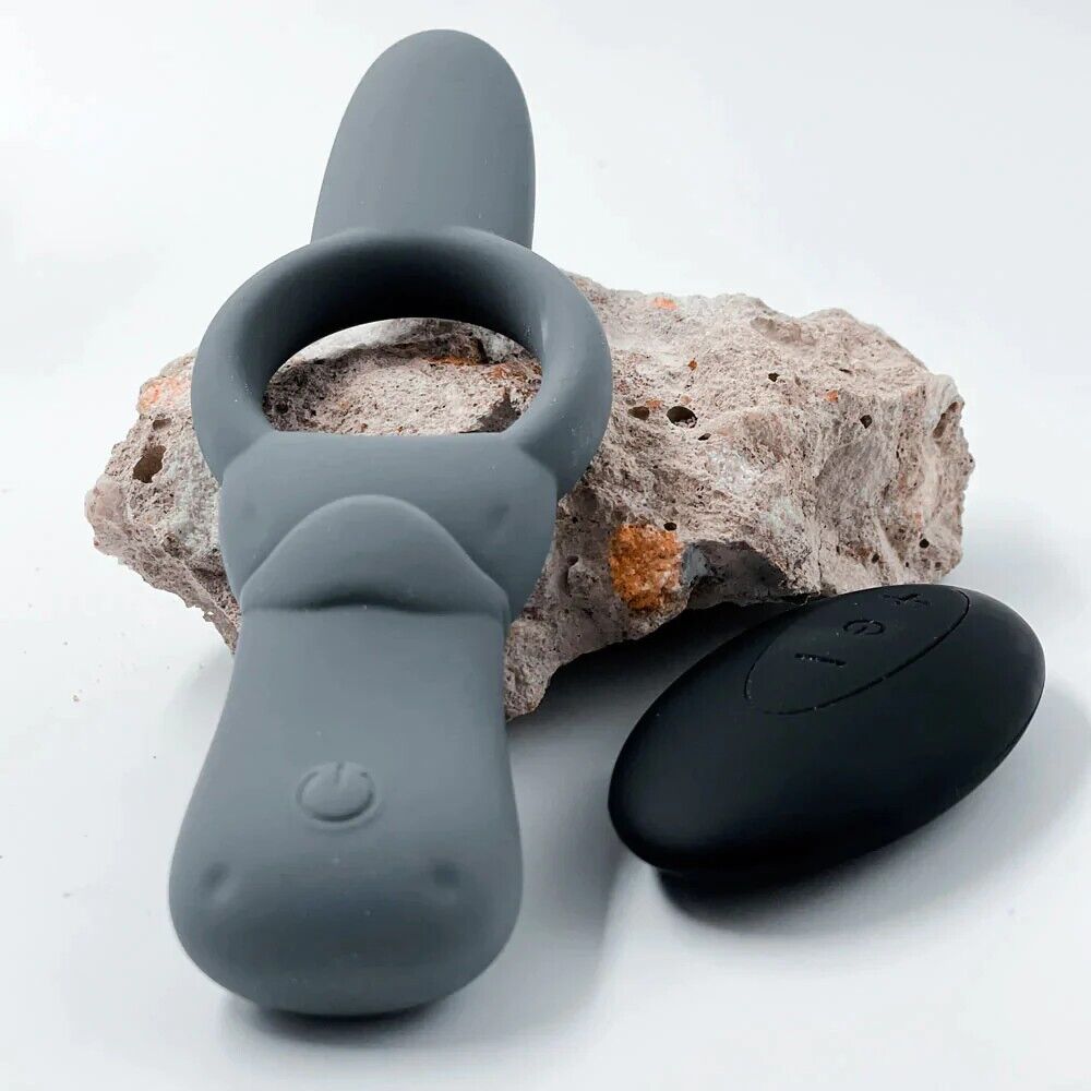 OzGasm Playapus Remote Control Cock Ring in Grey Silicone with Wireless Remote Cock Rings Vibrating