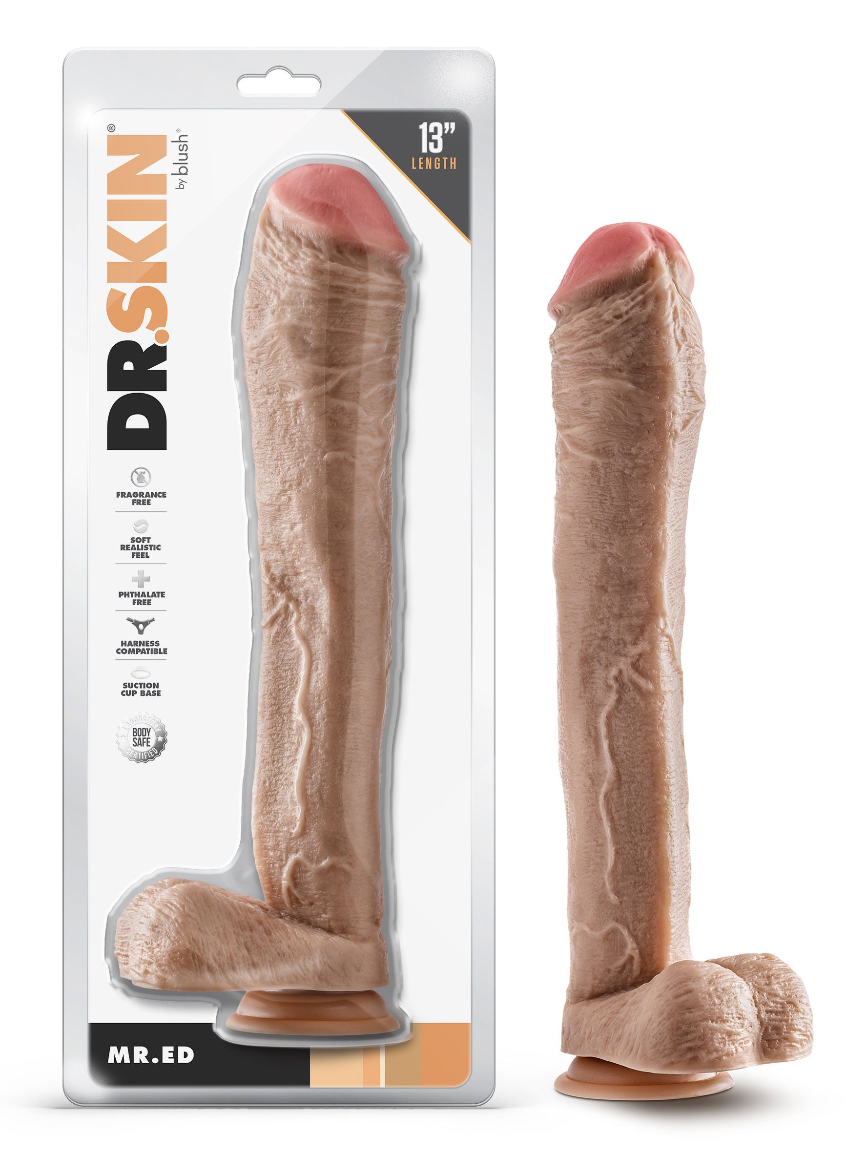 Dr. Skin - Mr. Ed - 13 Inch Dildo With Balls - Beige Dongs Realistic