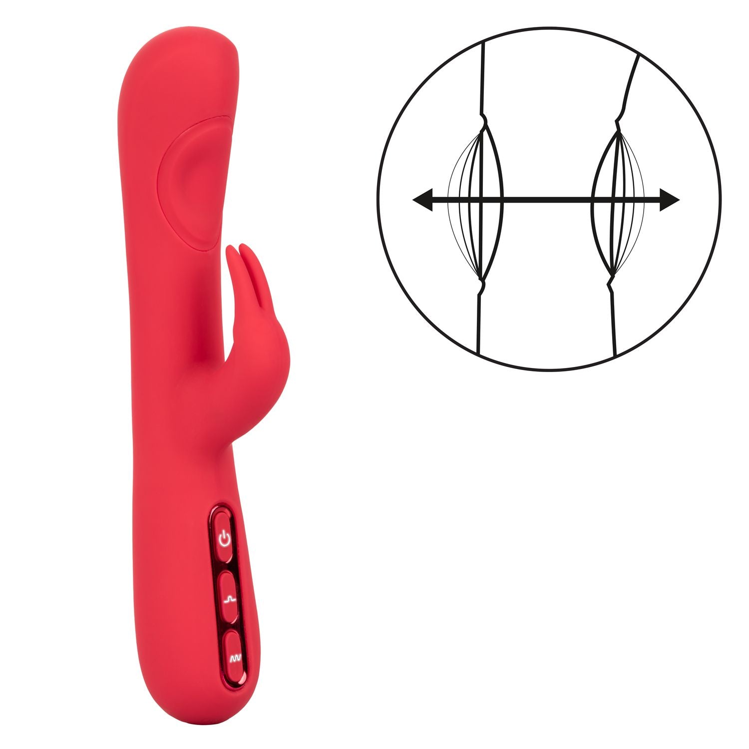 Throb Pulse Red Silicone Rabbit Vibrator with Double Thumping Action and 7 Vibration Functions > Vibrators > Ladies > Rabbit