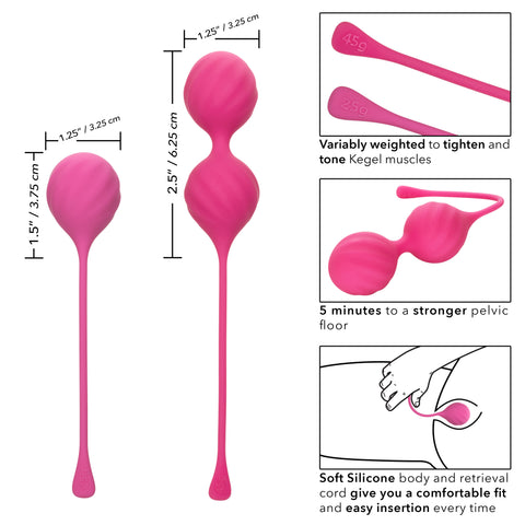 Cal Exotics Kegel Training 2-Piece Set Pink Silicone Weights 25g and 45g for Pelvic Floor Strengthening > Sex Toys For Ladies > Kegel Exercise