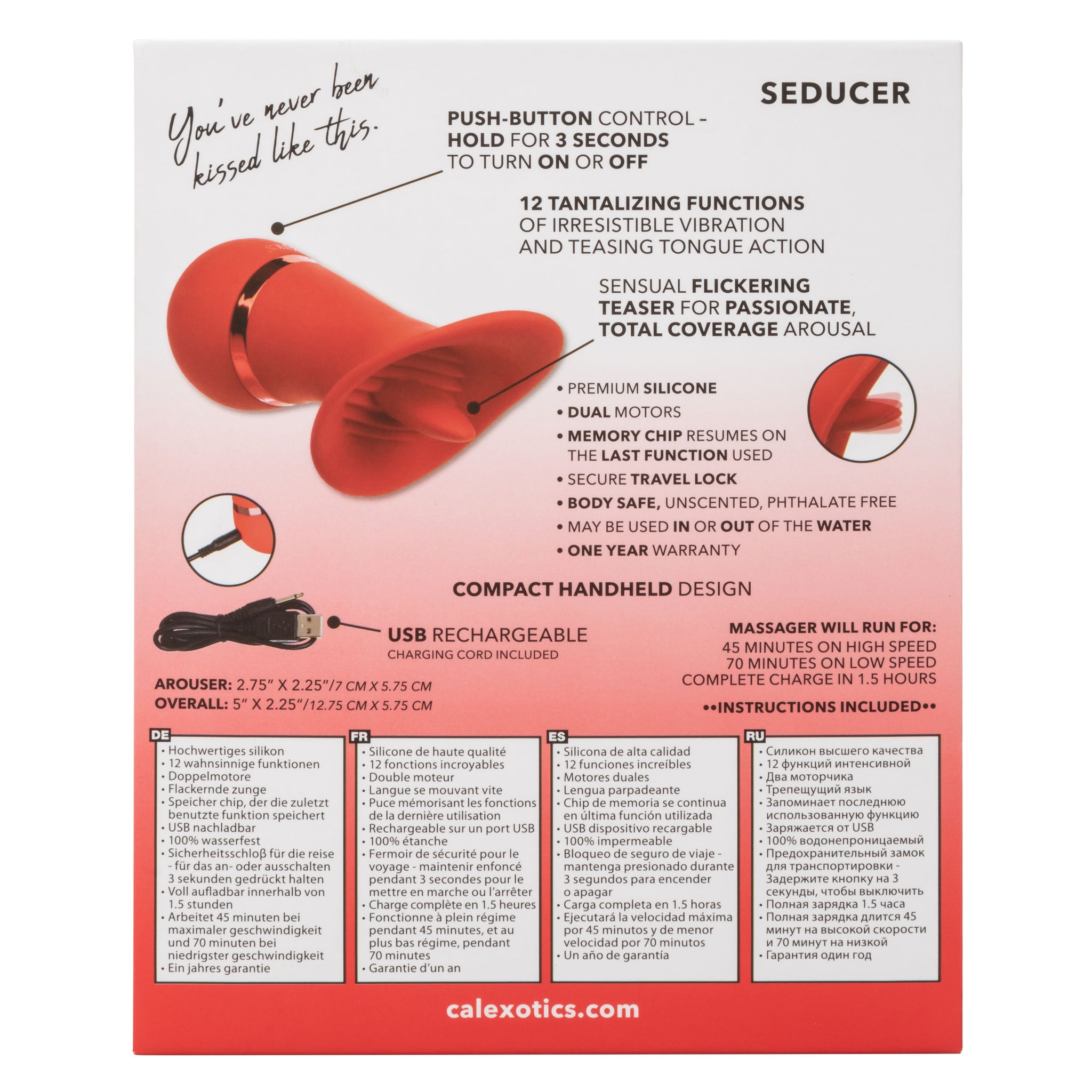 French Kiss Seducer – Compact Massager with 12 Functions Vibrator > Sex Toys For Ladies > Clitoral Vibrators and Stimulators